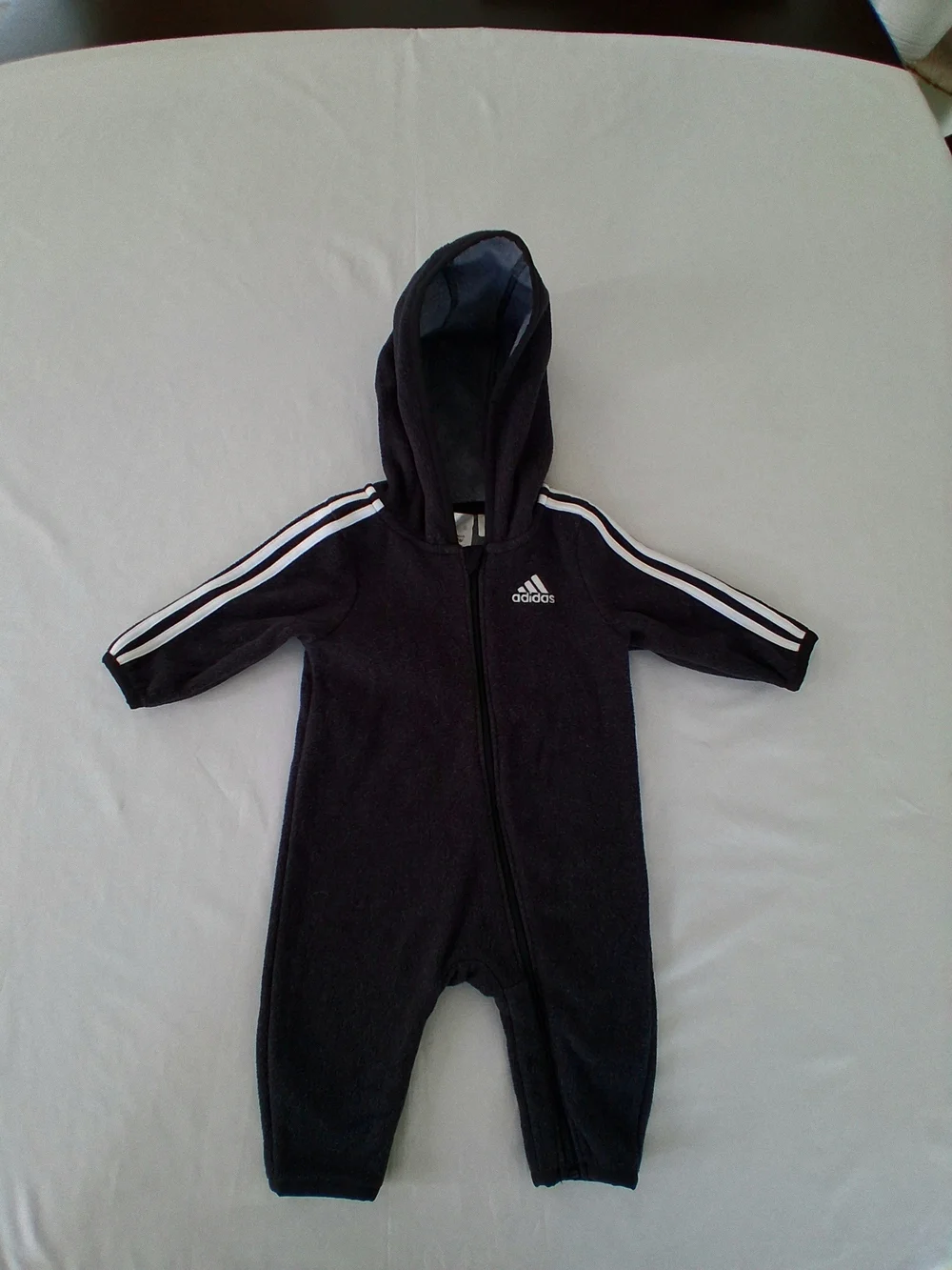 adidas Dark Gray Hooded Baby Infant One-Piece Zip Up Romper 3 Months Unisex